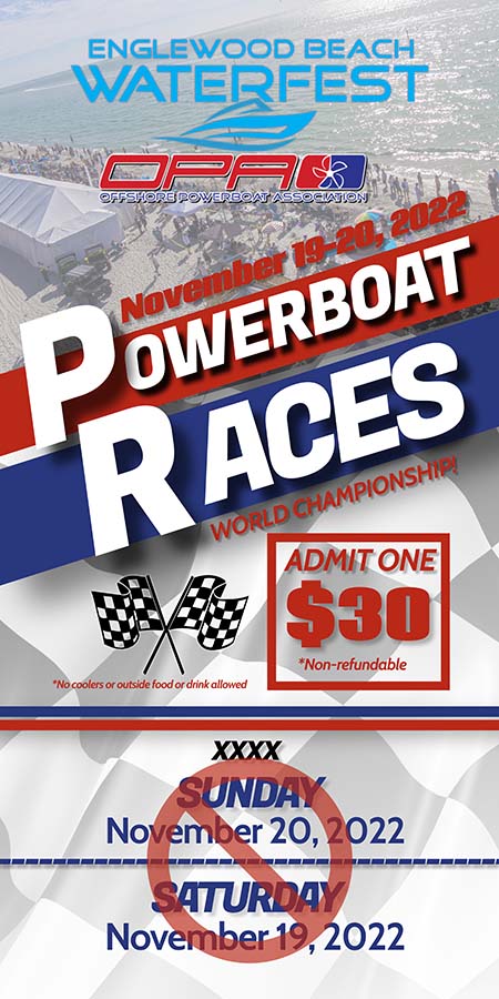 Ticket preview: Englewood Beach Waterfest OPA Powerboat Races World Championship Nov 19-20, 2022, $30