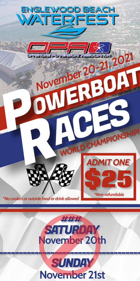 Ticket preview: Englewood Beach Waterfest OPA Powerboat Races World Championship Nov 20-221, 2021, $25
