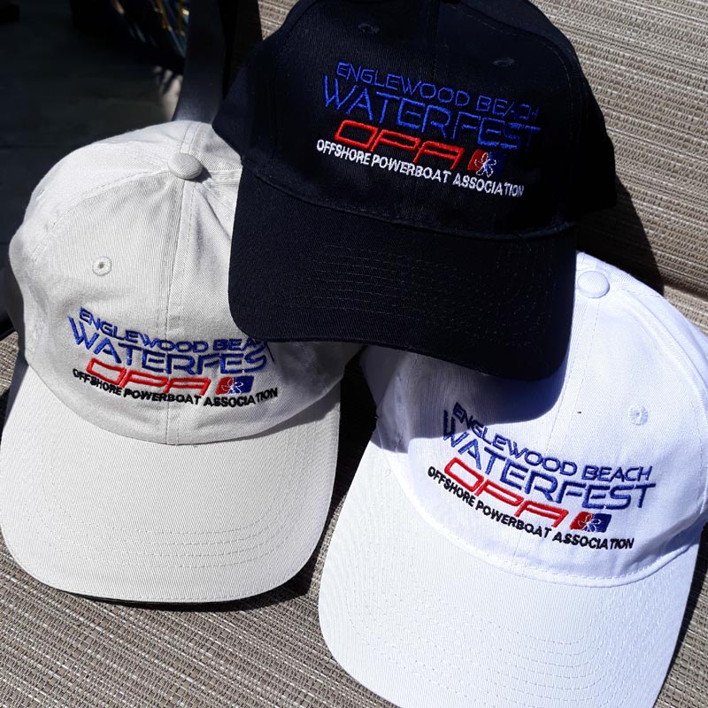 Englewood Beach Waterfest Hats in colors white, black and stone