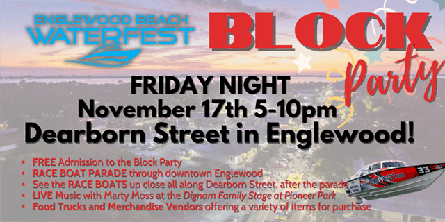 Englewood Beach Waterfest Block Party Friday night November 17th 5-10pm on Dearborn Street in Englewood